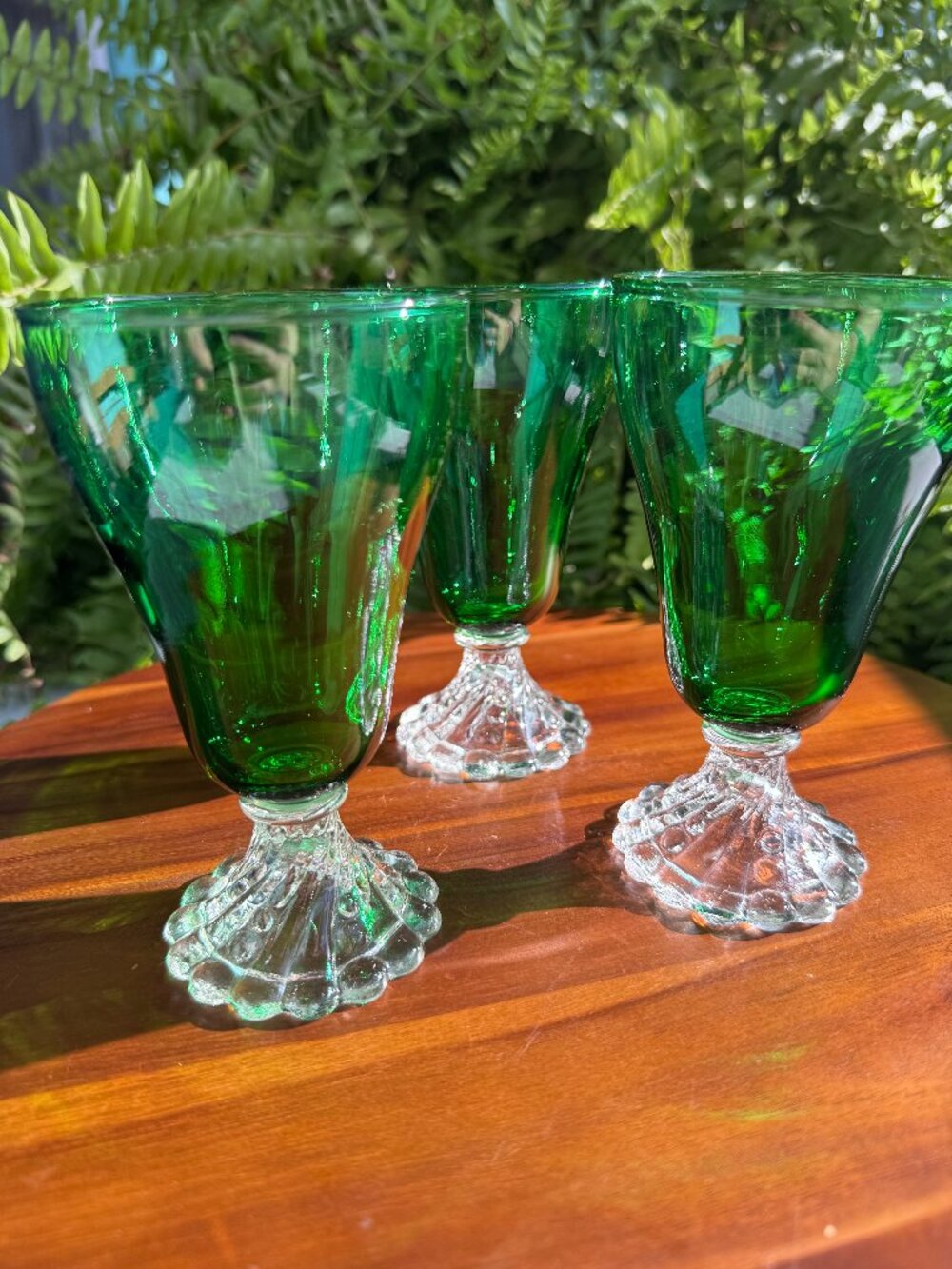 Set of 3 Vintage Anchor Hocking Green Boopie Mid Century Berwick Water Goblets